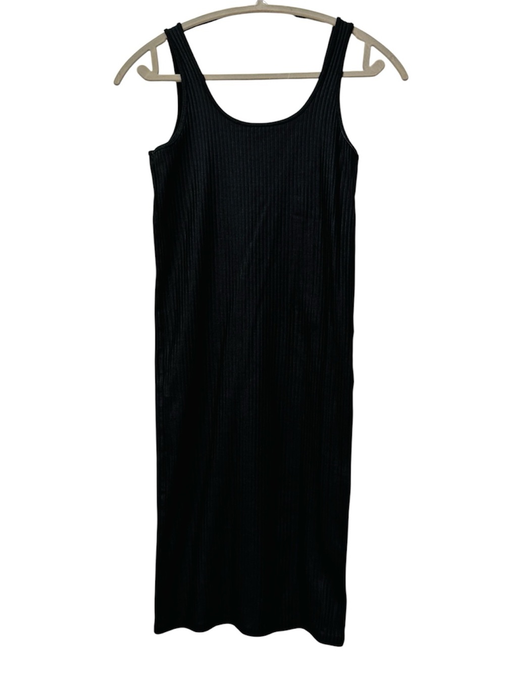 Zara Sleek Ribbed Black Tank Midi Dress